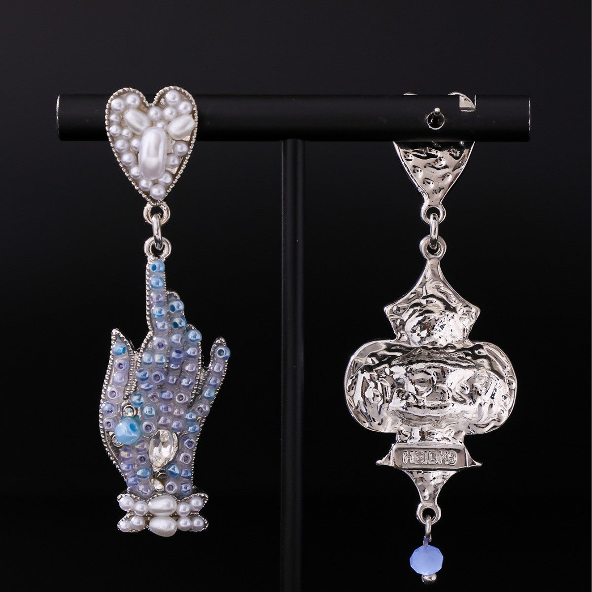 Devil's Eye Asymmetrical Drop Earrings In Baroque Style With Copper Alloy And Rhinestones, 925 Sterling Silver Stud For Women