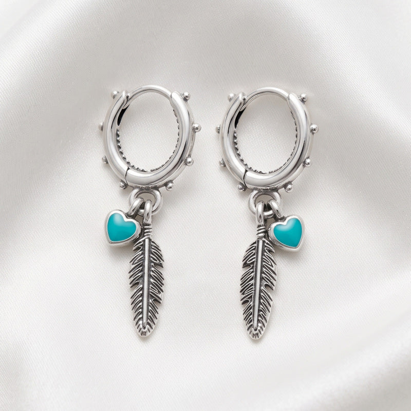 Heart Shape Drop Earrings For Women Featuring Copper Ear Pins