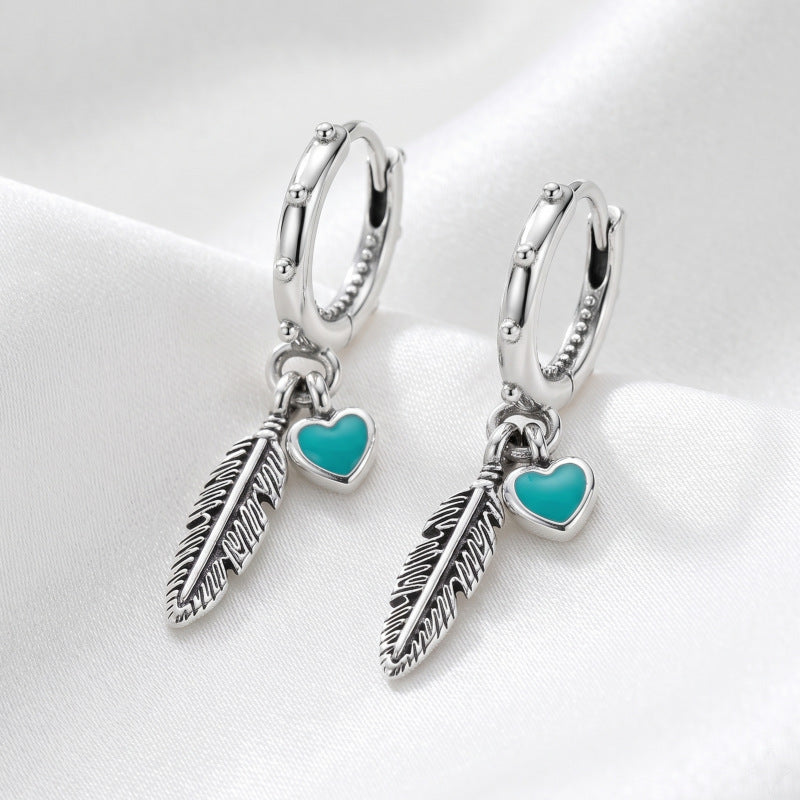 Heart Shape Drop Earrings For Women Featuring Copper Ear Pins