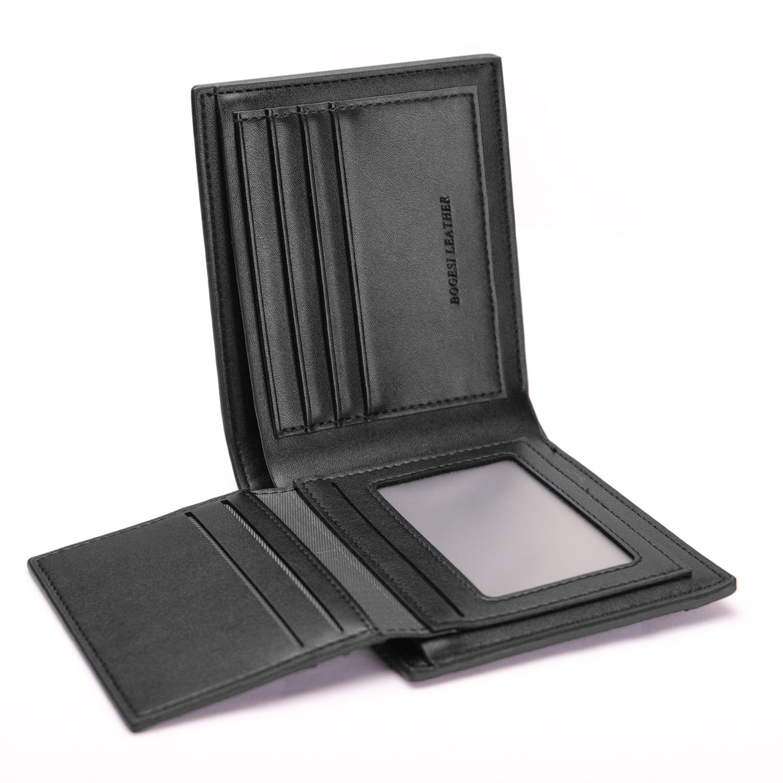 Men's Small Wallet In Solid Color PU Leather Featuring Sewing Thread, Lightweight And Perfect For Summer
