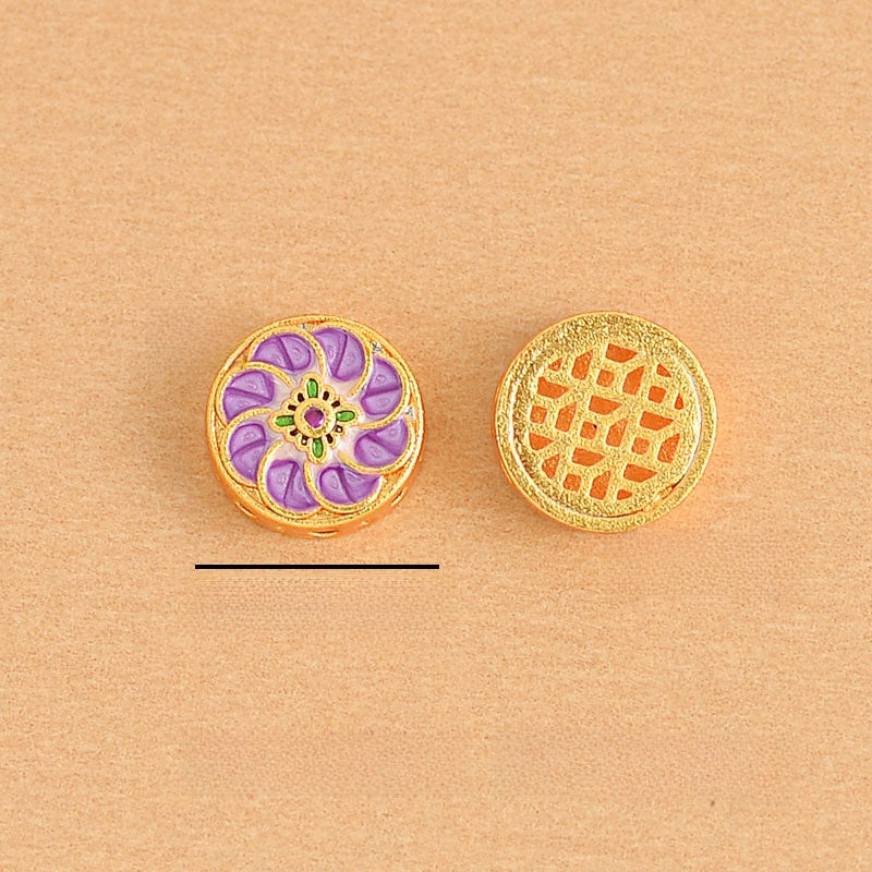 Copper Flowers Spacer Bars With Enamel Craft, Electroplated Green Finish In Pastoral Style Jewelry Accessories