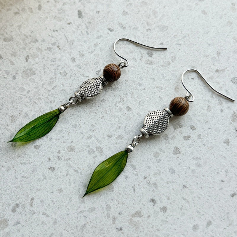 Leaf Earrings For Women In Ethnic Style, Crafted With Epoxy And Alloy, Featuring 304 Stainless Steel Ear Pins