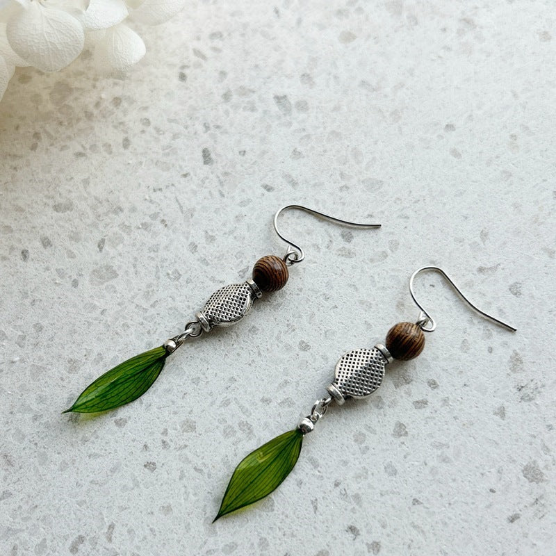 Leaf Earrings For Women In Ethnic Style, Crafted With Epoxy And Alloy, Featuring 304 Stainless Steel Ear Pins