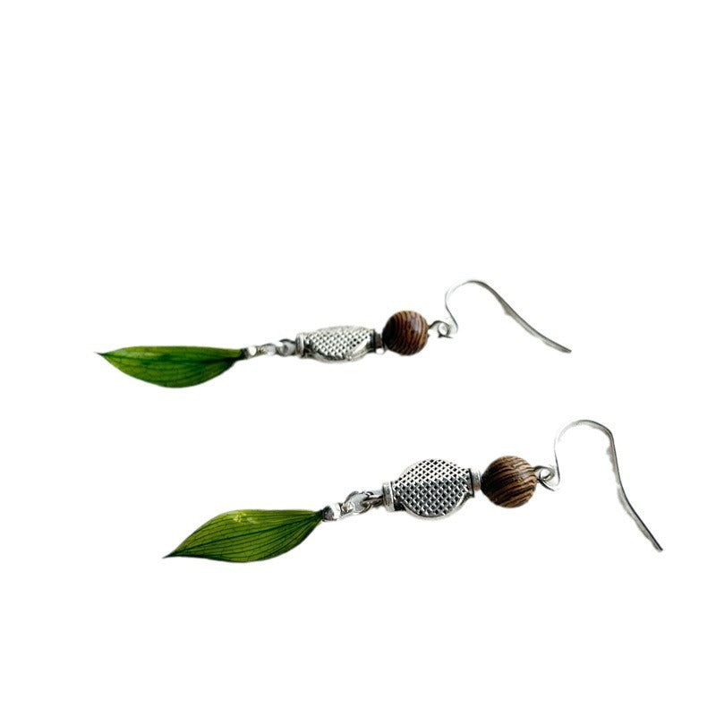 Leaf Earrings For Women In Ethnic Style, Crafted With Epoxy And Alloy, Featuring 304 Stainless Steel Ear Pins