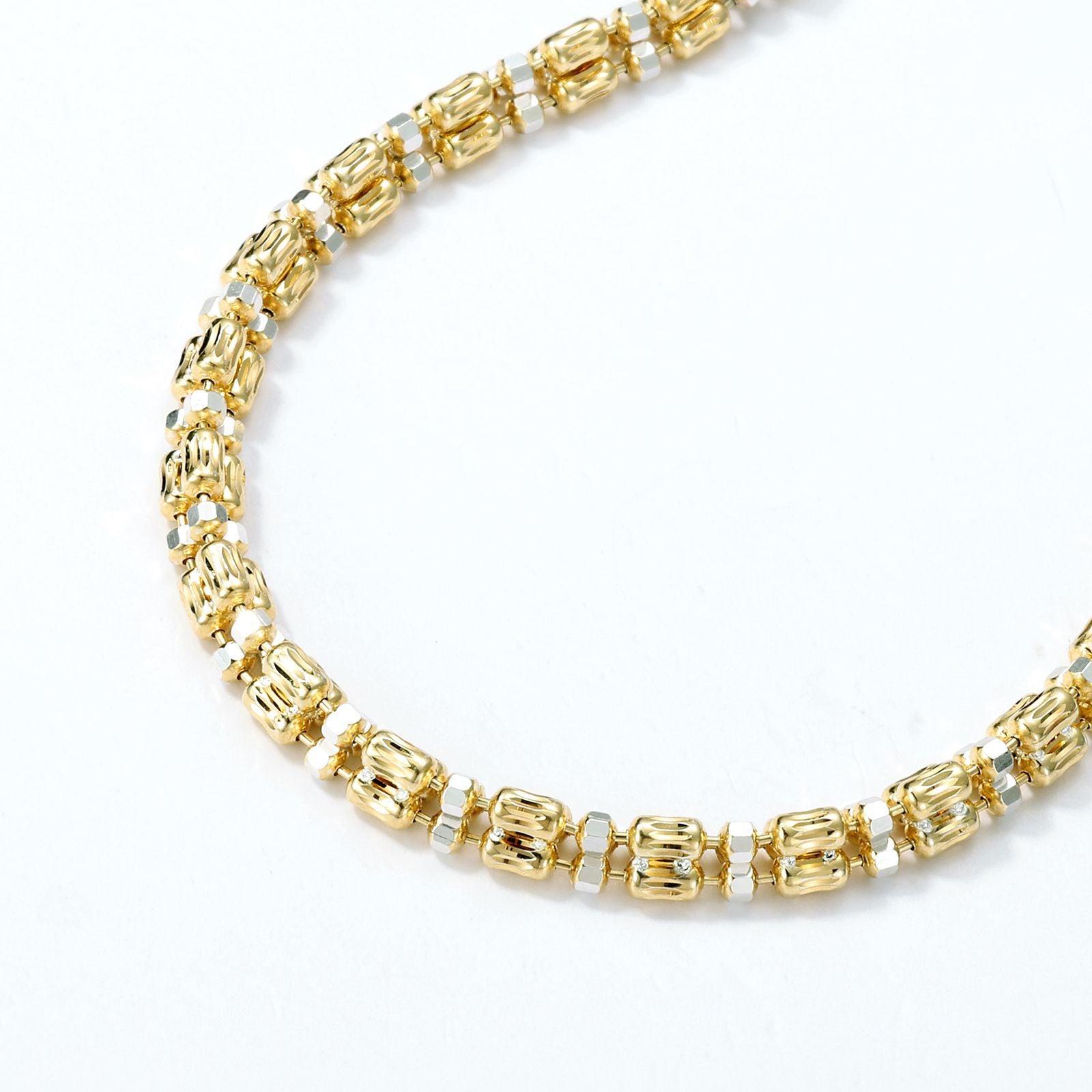 Hexagon Braid Bracelet For Women In 925 Sterling Silver With Real Gold Plated Woven Chain