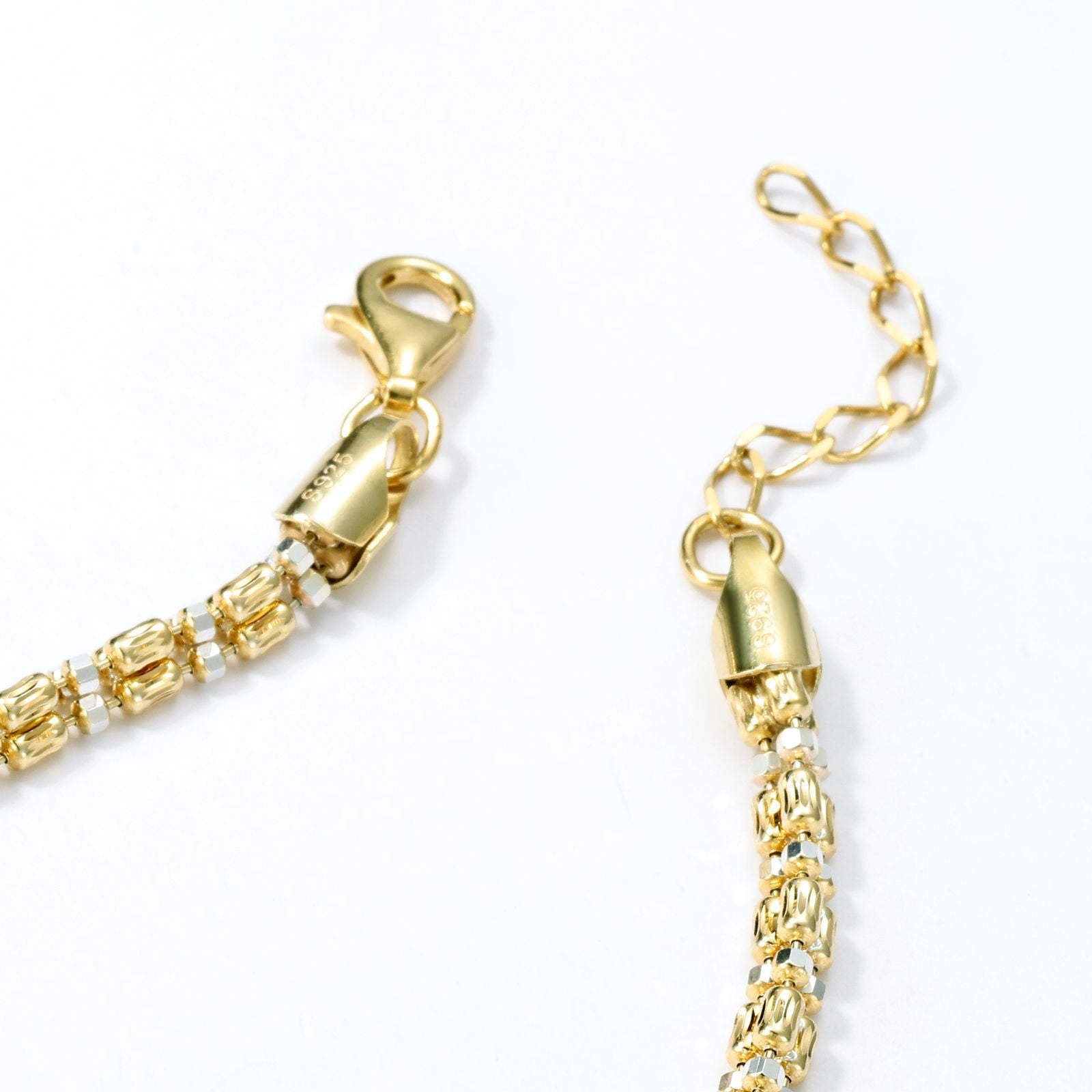 Hexagon Braid Bracelet For Women In 925 Sterling Silver With Real Gold Plated Woven Chain