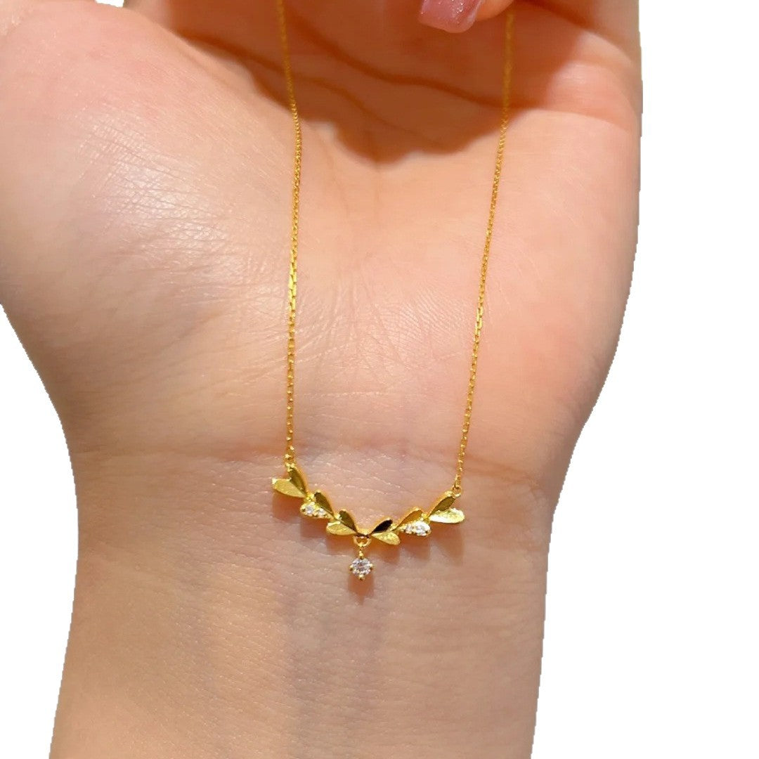 Heart Shape Gold Necklace For Women With Electroplated Copper Pendant And Cable Chain