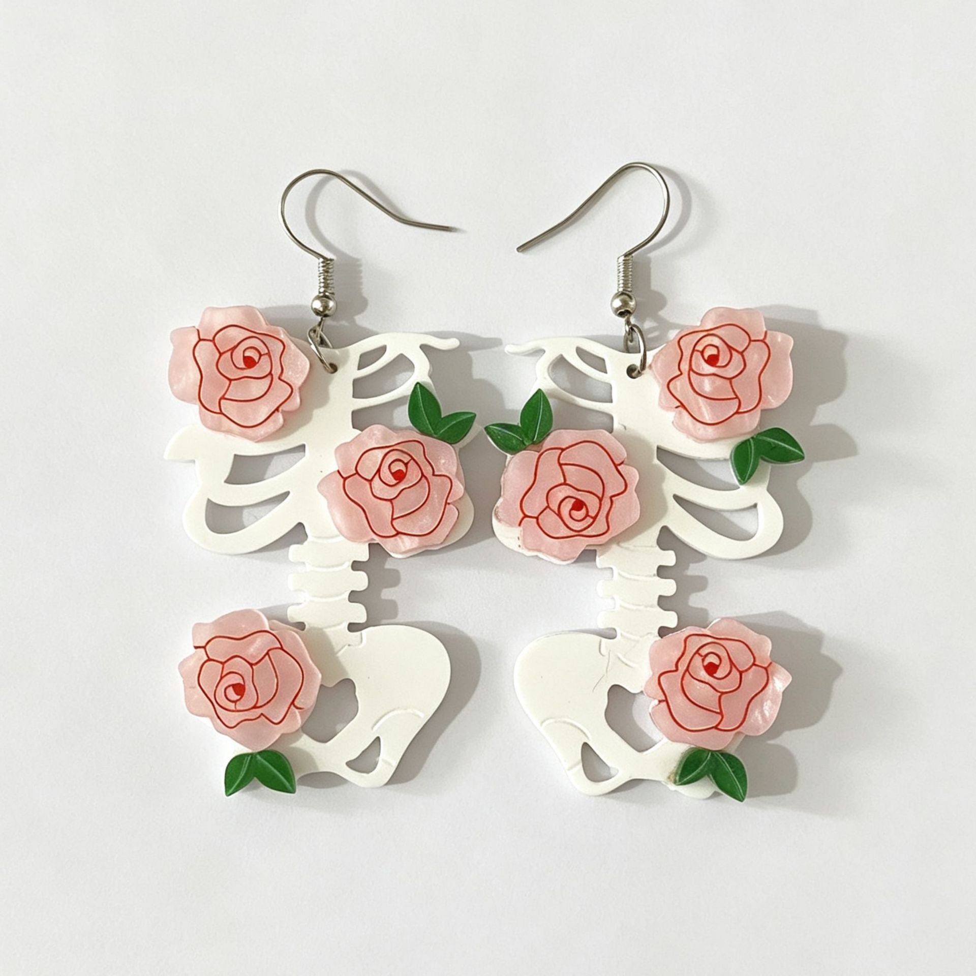 Natural Pink Acrylic Flowers Earrings For Women With Iron Ear Pins, Perfect For Valentine's Day