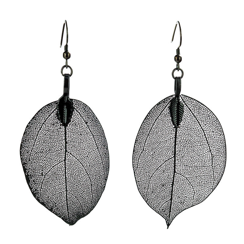Gold Leaves Earrings For Women With Copper Ear Pins In Retro Style
