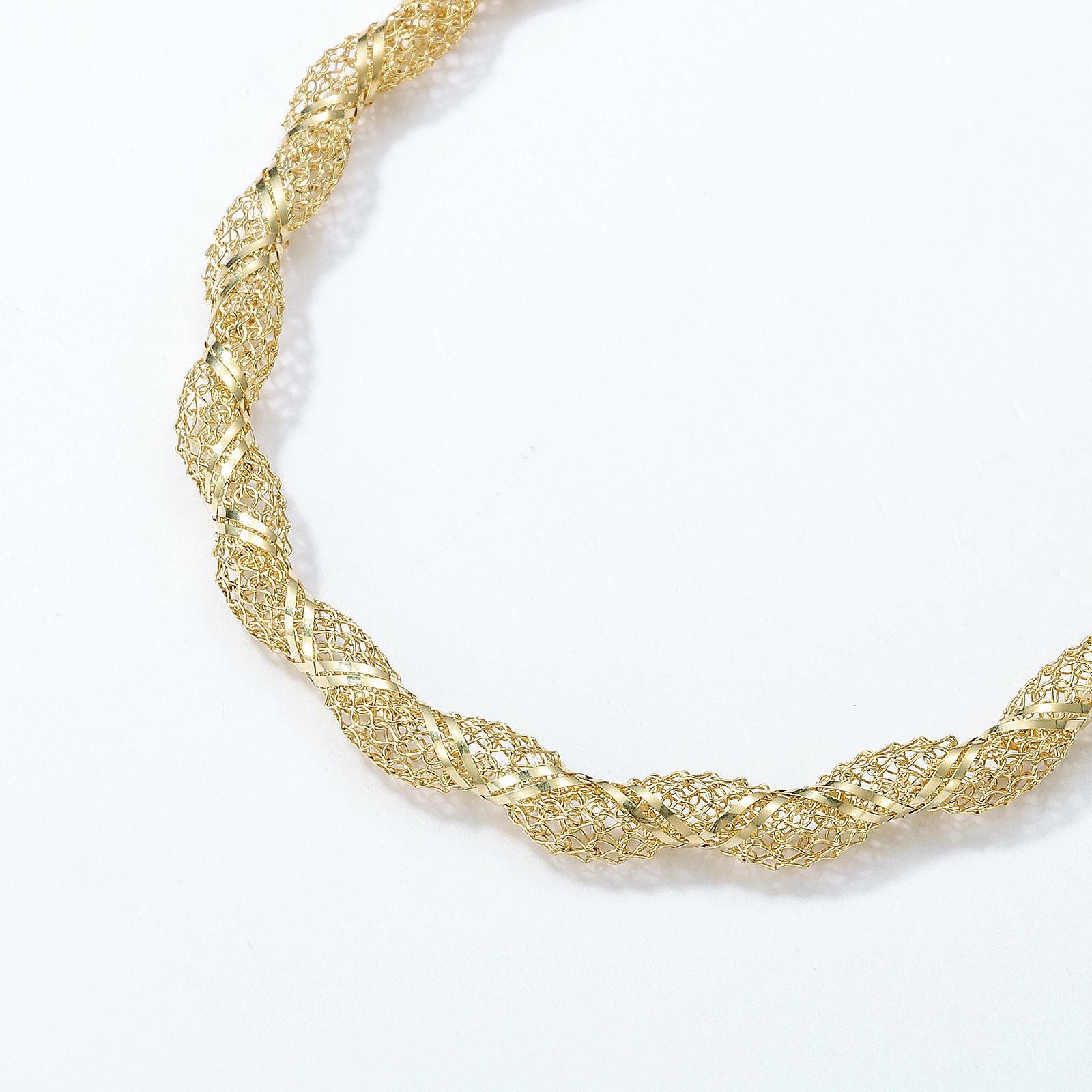 Grid Pattern Braid Bracelet For Women In 925 Sterling Silver With Real Gold Plated Woven Chain