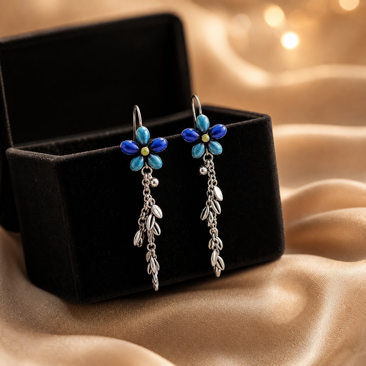 Ethnic Style Flowers Ear Hook Earrings For Unisex Featuring Enamel Craft In Colour Alloy Material