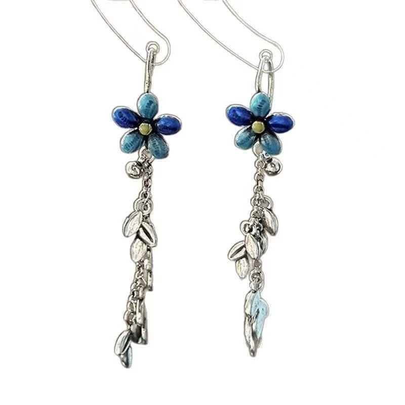 Ethnic Style Flowers Ear Hook Earrings For Unisex Featuring Enamel Craft In Colour Alloy Material