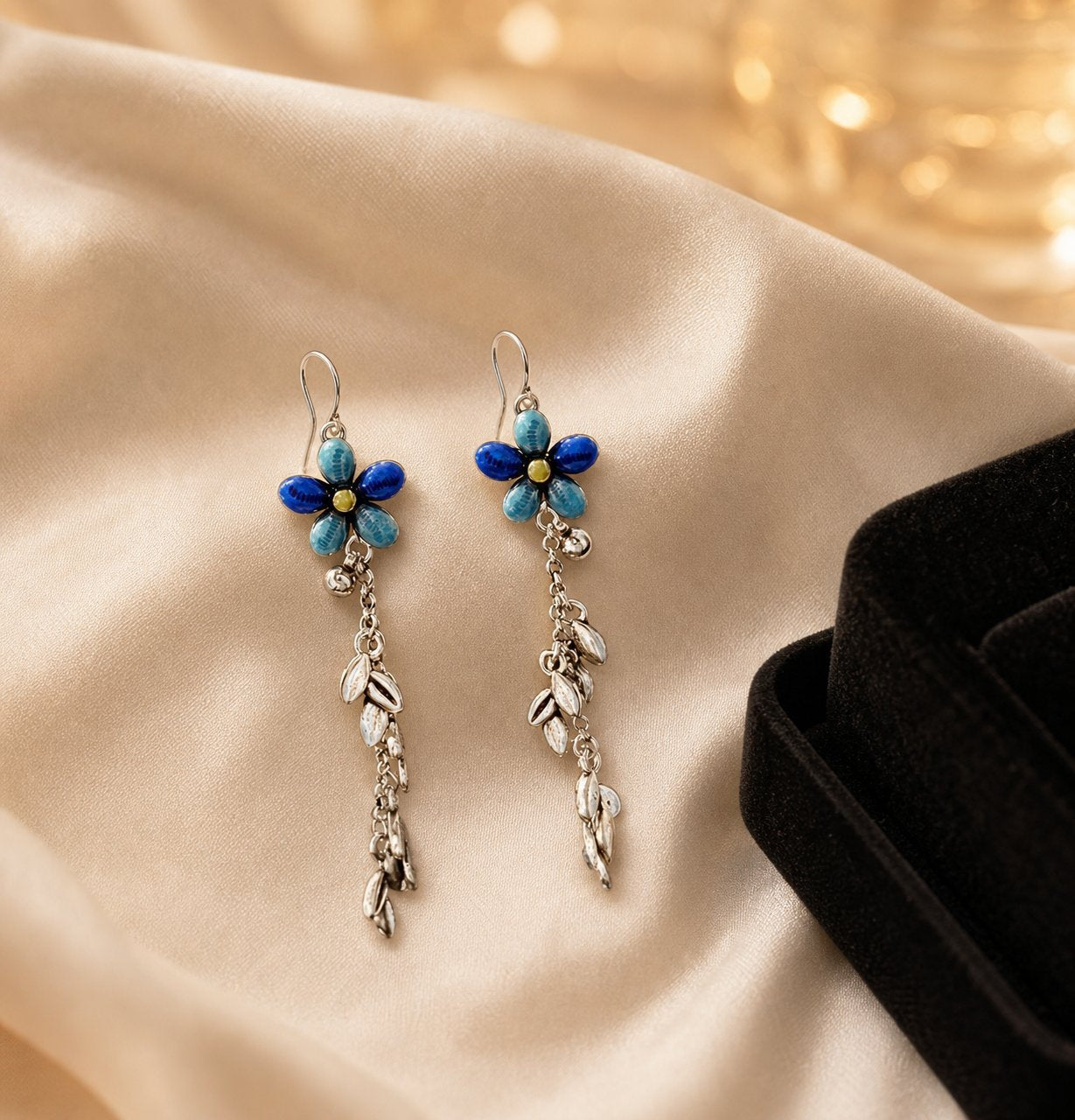 Ethnic Style Flowers Ear Hook Earrings For Unisex Featuring Enamel Craft In Colour Alloy Material