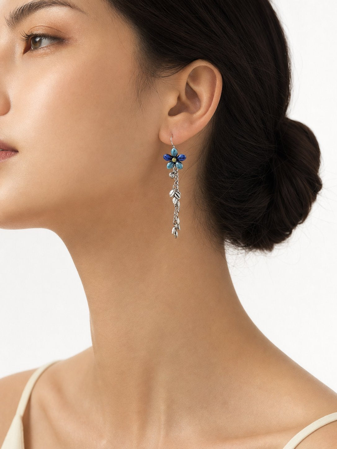 Ethnic Style Flowers Ear Hook Earrings For Unisex Featuring Enamel Craft In Colour Alloy Material