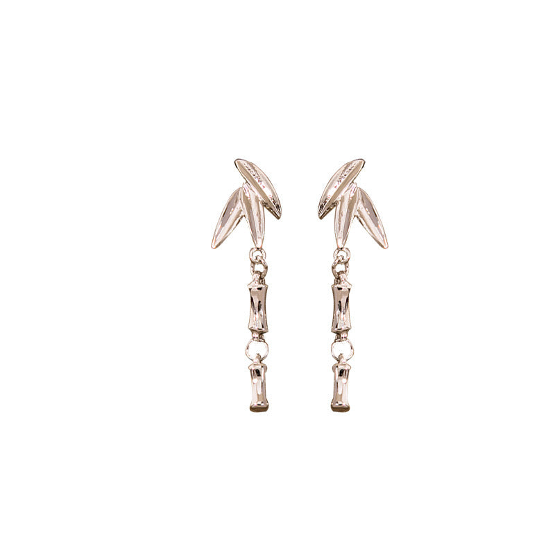 Bamboo Tassel Earrings For Women With 925 Sterling Silver Studs In Gold Alloy