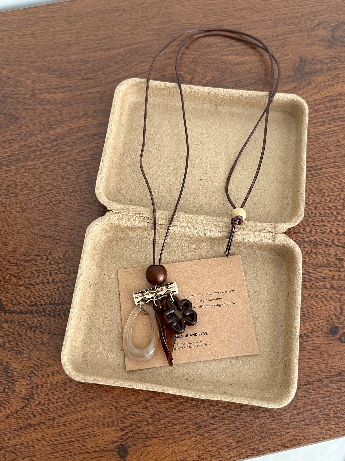 Ethnic Style Flowers Tassel Sweater Chain Necklace For Women Featuring Wood Pendant