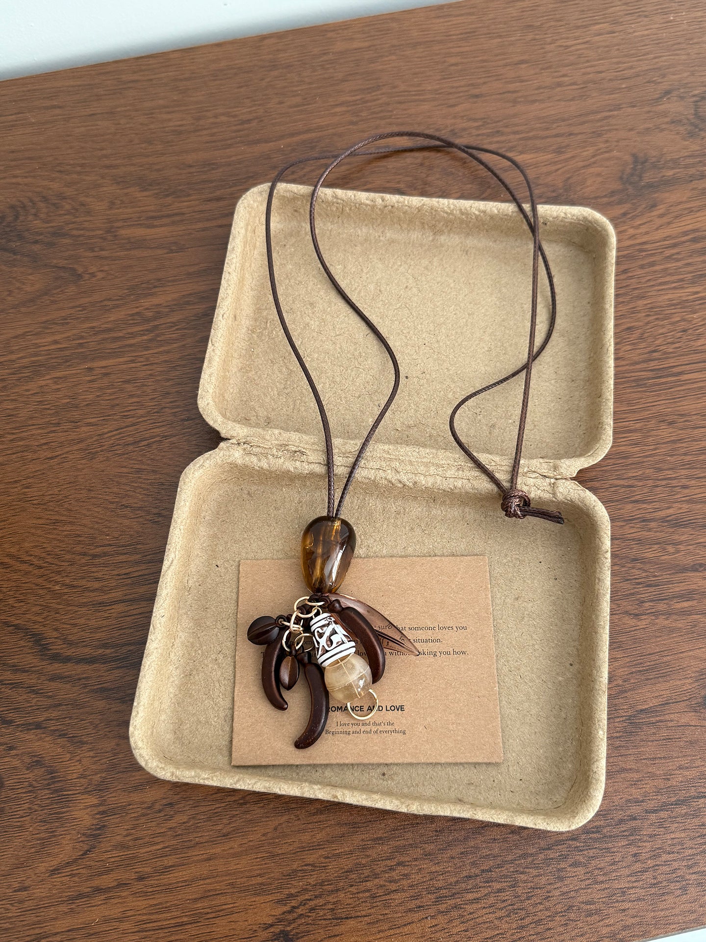 Ethnic Style Flowers Tassel Sweater Chain Necklace For Women Featuring Wood Pendant