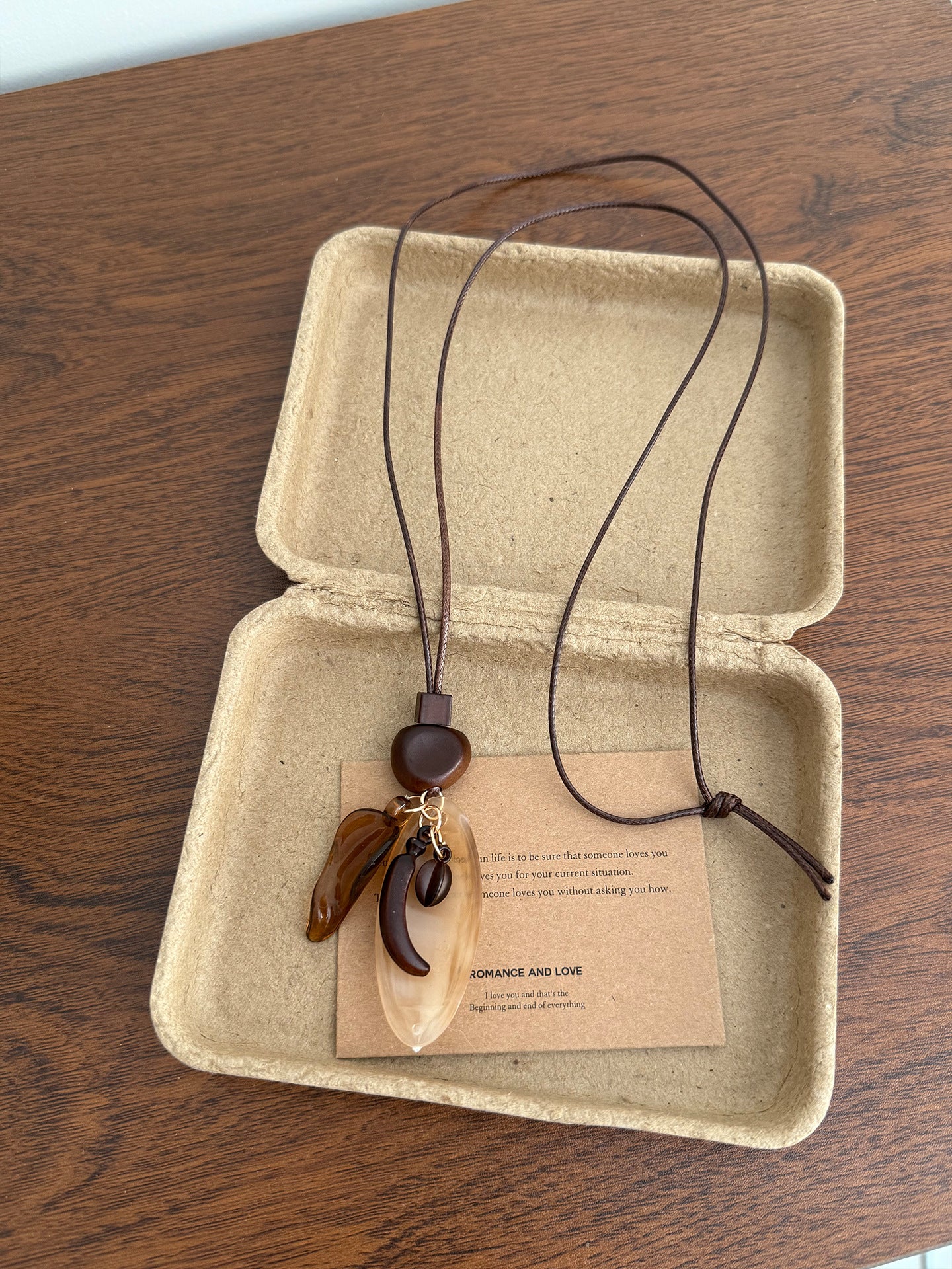 Ethnic Style Flowers Tassel Sweater Chain Necklace For Women Featuring Wood Pendant