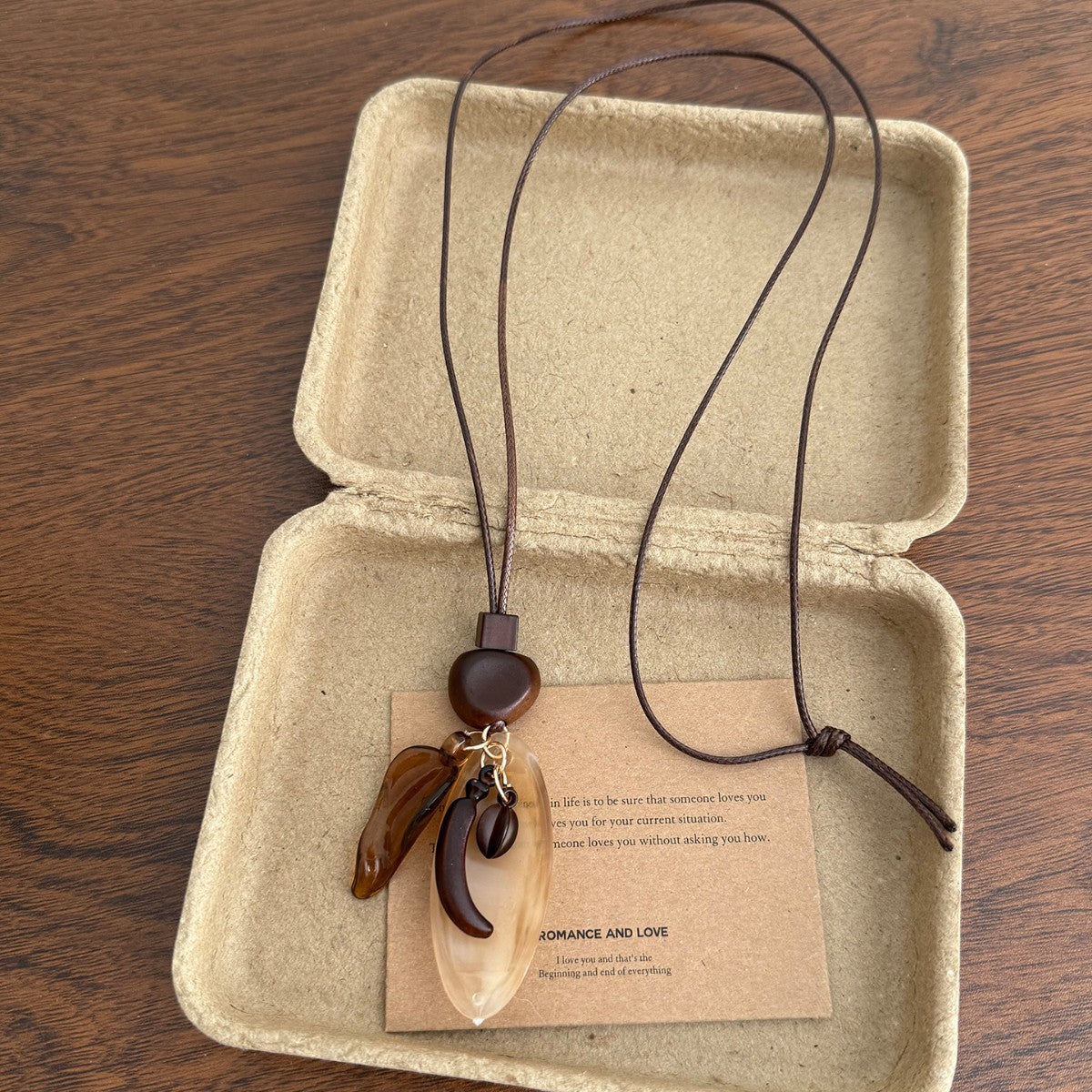 Ethnic Style Flowers Tassel Sweater Chain Necklace For Women Featuring Wood Pendant