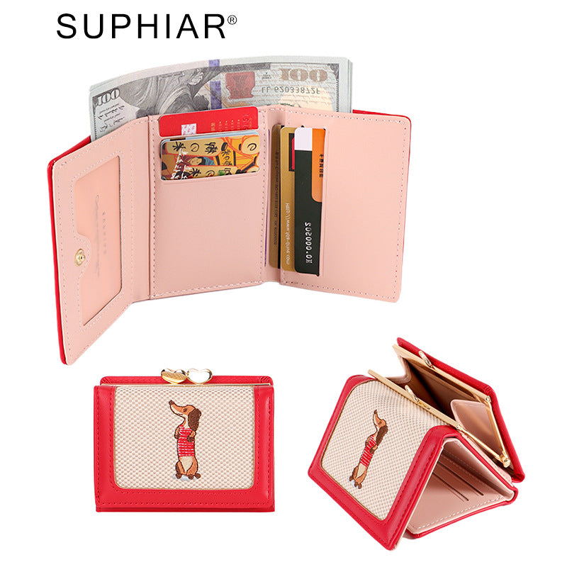 Animal Embroidery PU Leather Card Holder For Women With Anti-theft Feature, Perfect For Summer