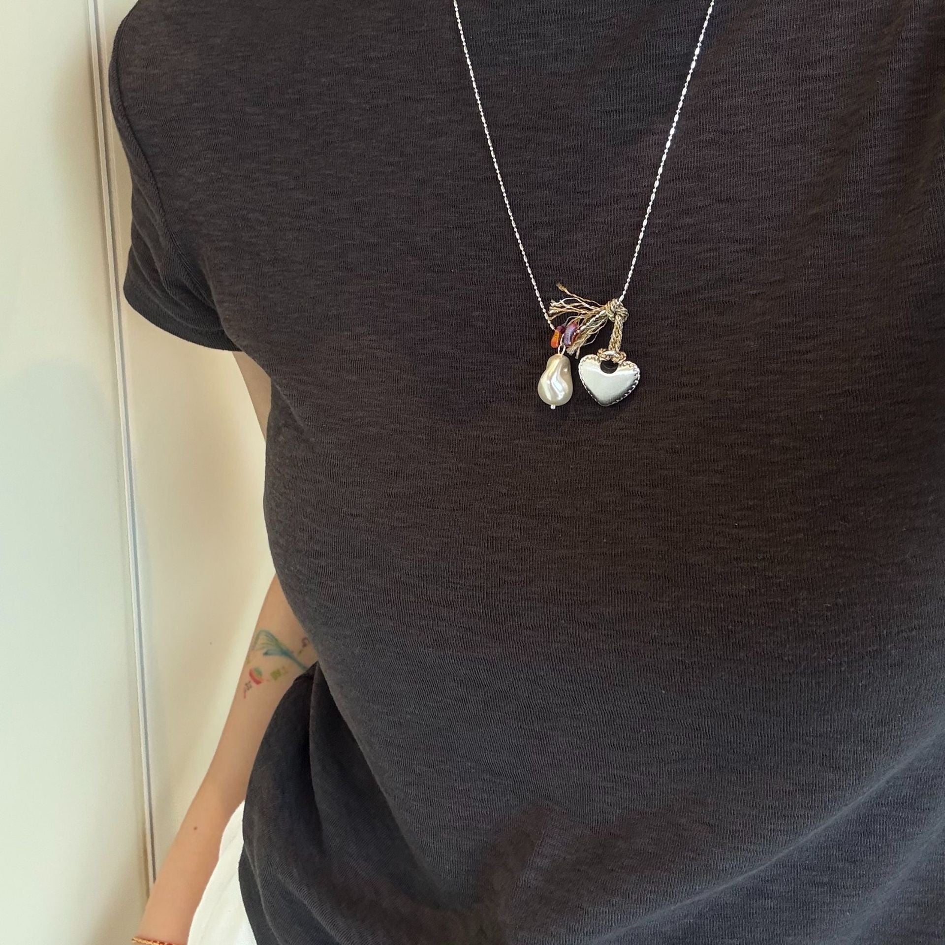 New Style Heart Shape Braid Necklace For Women In Silver Featuring Copper Pendant Material