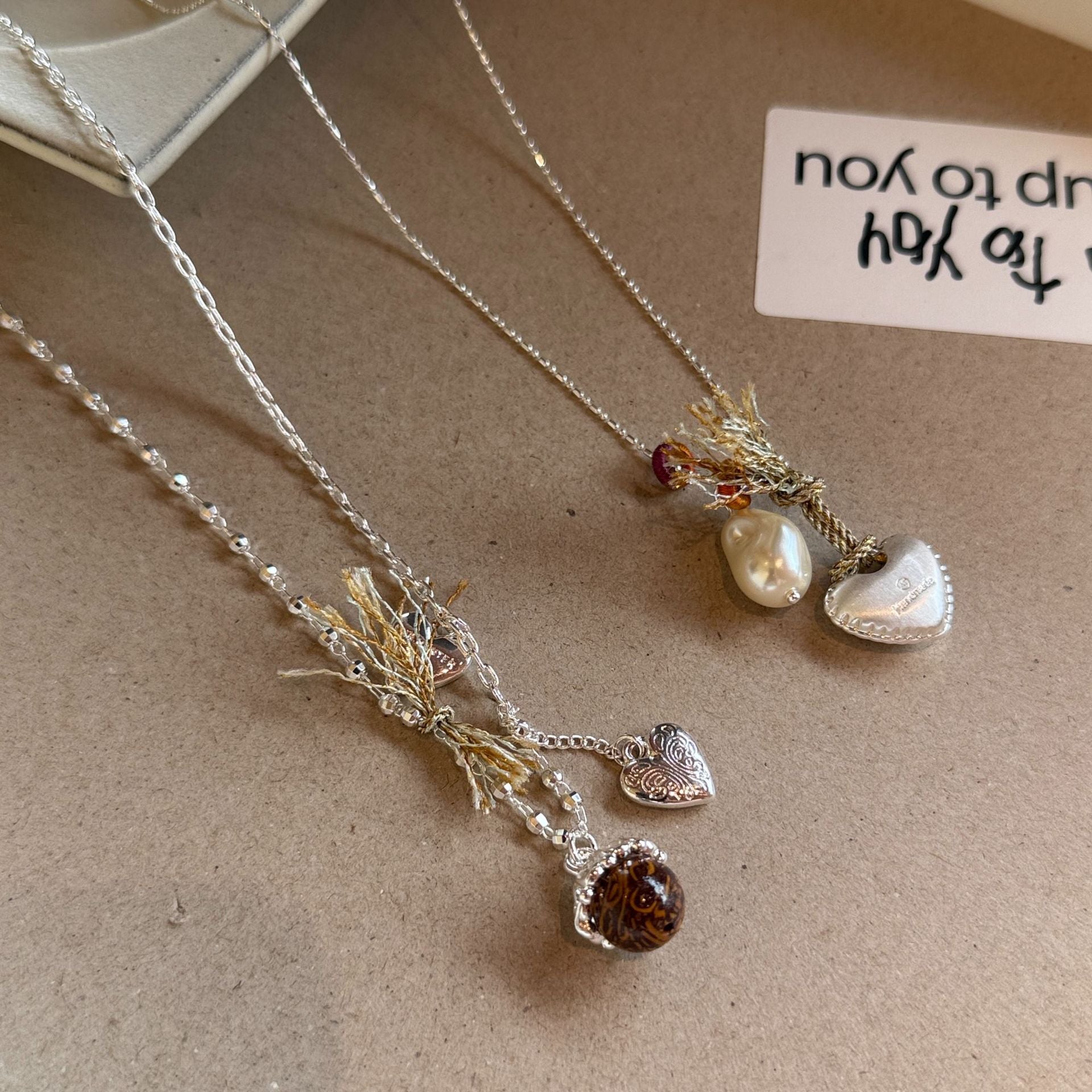 New Style Heart Shape Braid Necklace For Women In Silver Featuring Copper Pendant Material