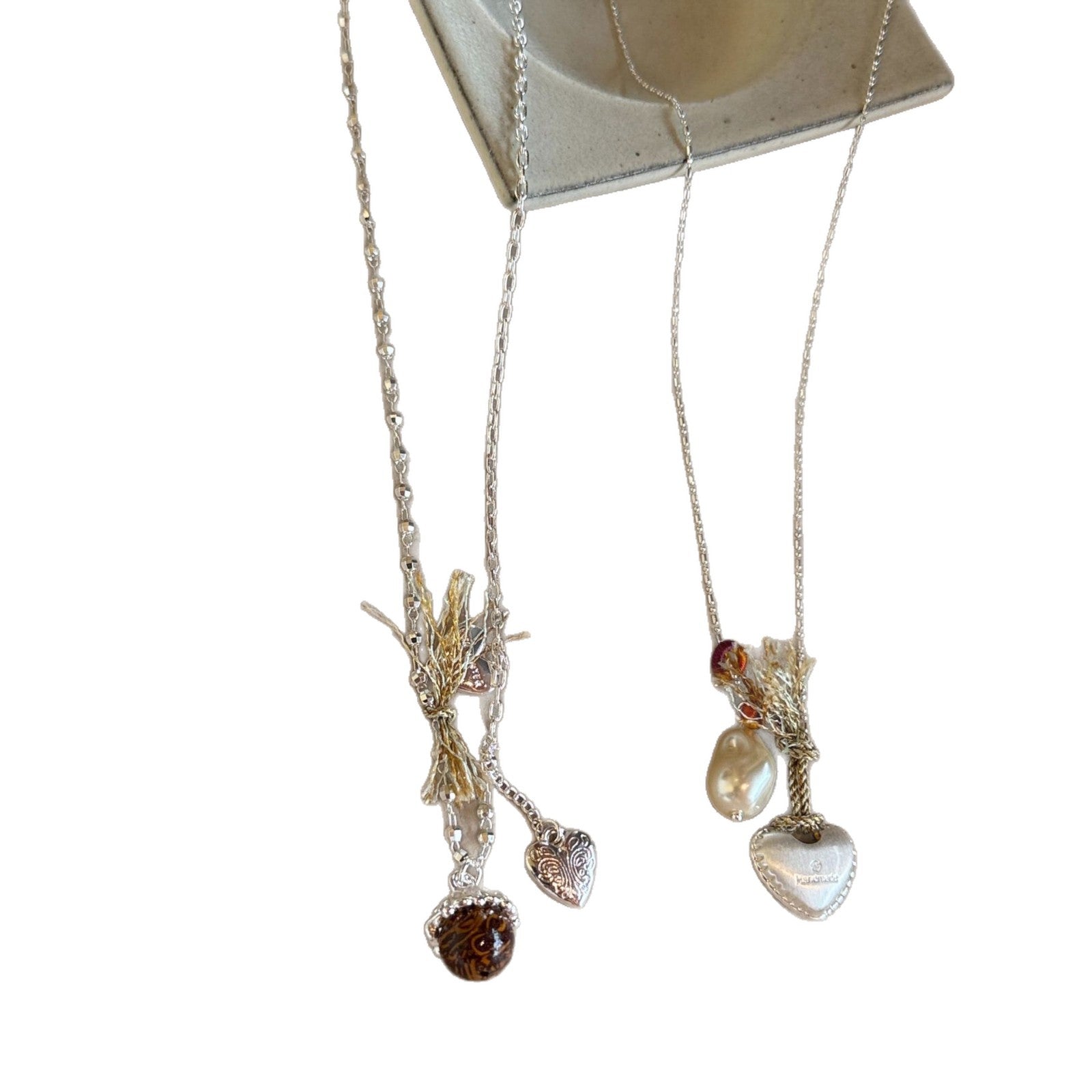 New Style Heart Shape Braid Necklace For Women In Silver Featuring Copper Pendant Material