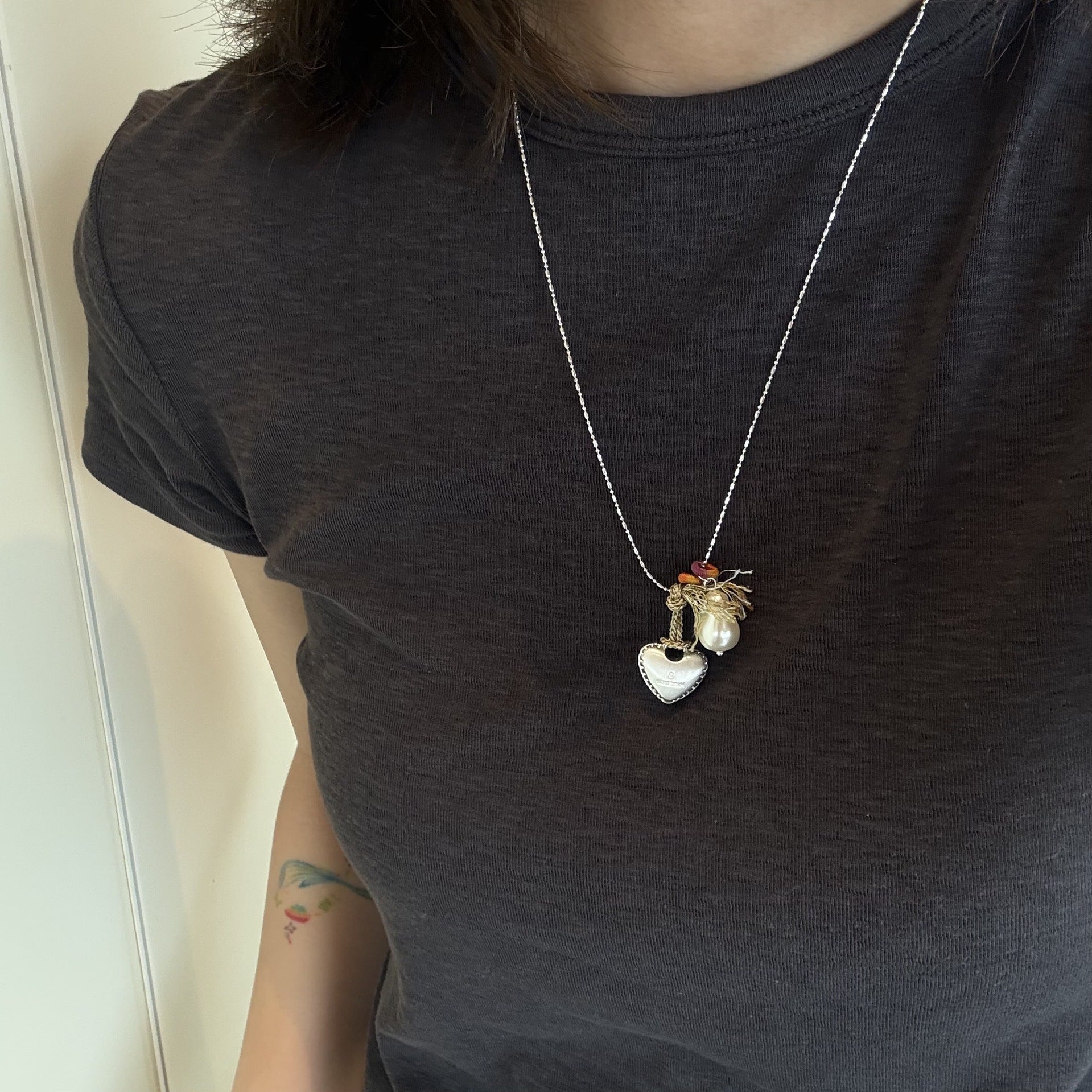 New Style Heart Shape Braid Necklace For Women In Silver Featuring Copper Pendant Material