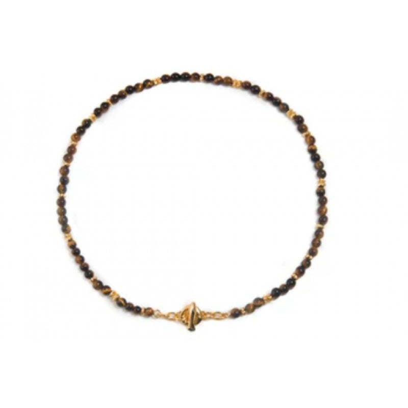 Men's Beaded Necklace With Alloy Pendant Featuring Tiger Eye Stone Inlay