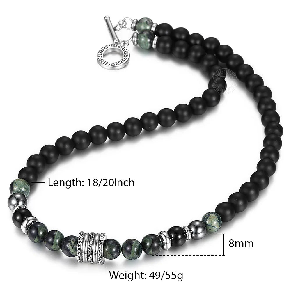 Men's Beaded Necklace With Alloy Pendant Featuring Tiger Eye Stone Inlay
