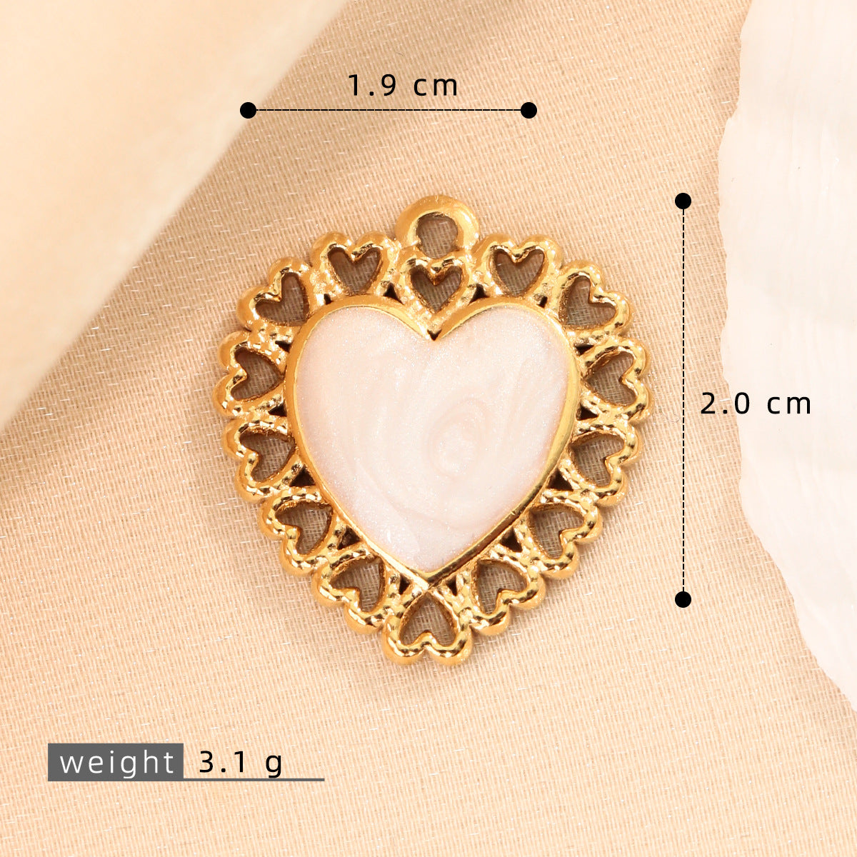 Heart Shape Pendant In 304 Stainless Steel With Enamel Craftsmanship, Retro Style Jewelry Accessory