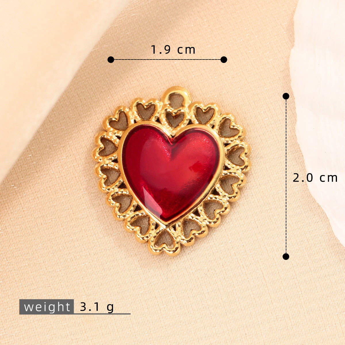 Heart Shape Pendant In 304 Stainless Steel With Enamel Craftsmanship, Retro Style Jewelry Accessory