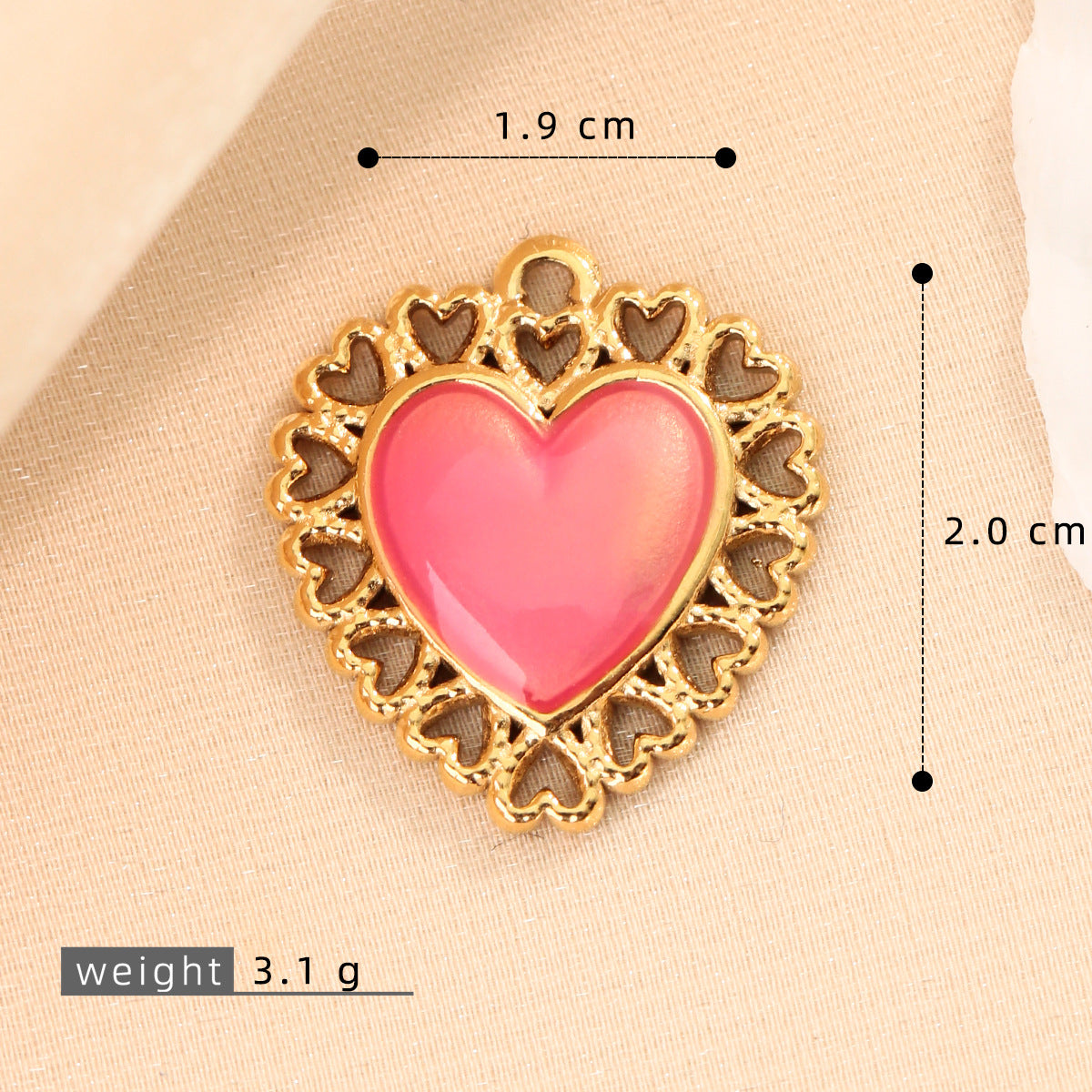 Heart Shape Pendant In 304 Stainless Steel With Enamel Craftsmanship, Retro Style Jewelry Accessory