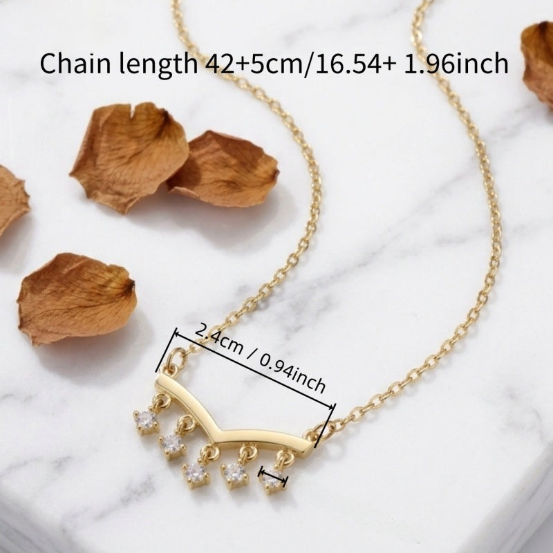 Gold Letter Pendant Necklace For Women With PVD Coated 304 Stainless Steel And Rhinestones On Cable Chain