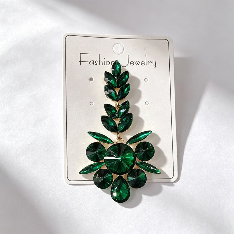 Elaborate Flowers Earrings For Women With Rhinestones, Featuring Zinc Alloy Ear Pins