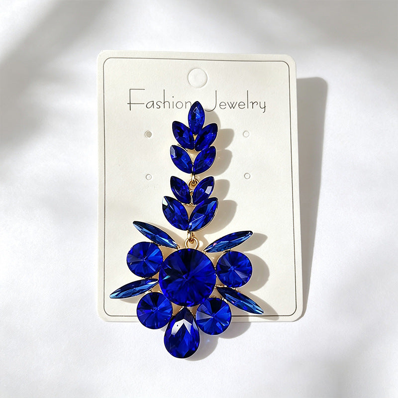 Elaborate Flowers Earrings For Women With Rhinestones, Featuring Zinc Alloy Ear Pins