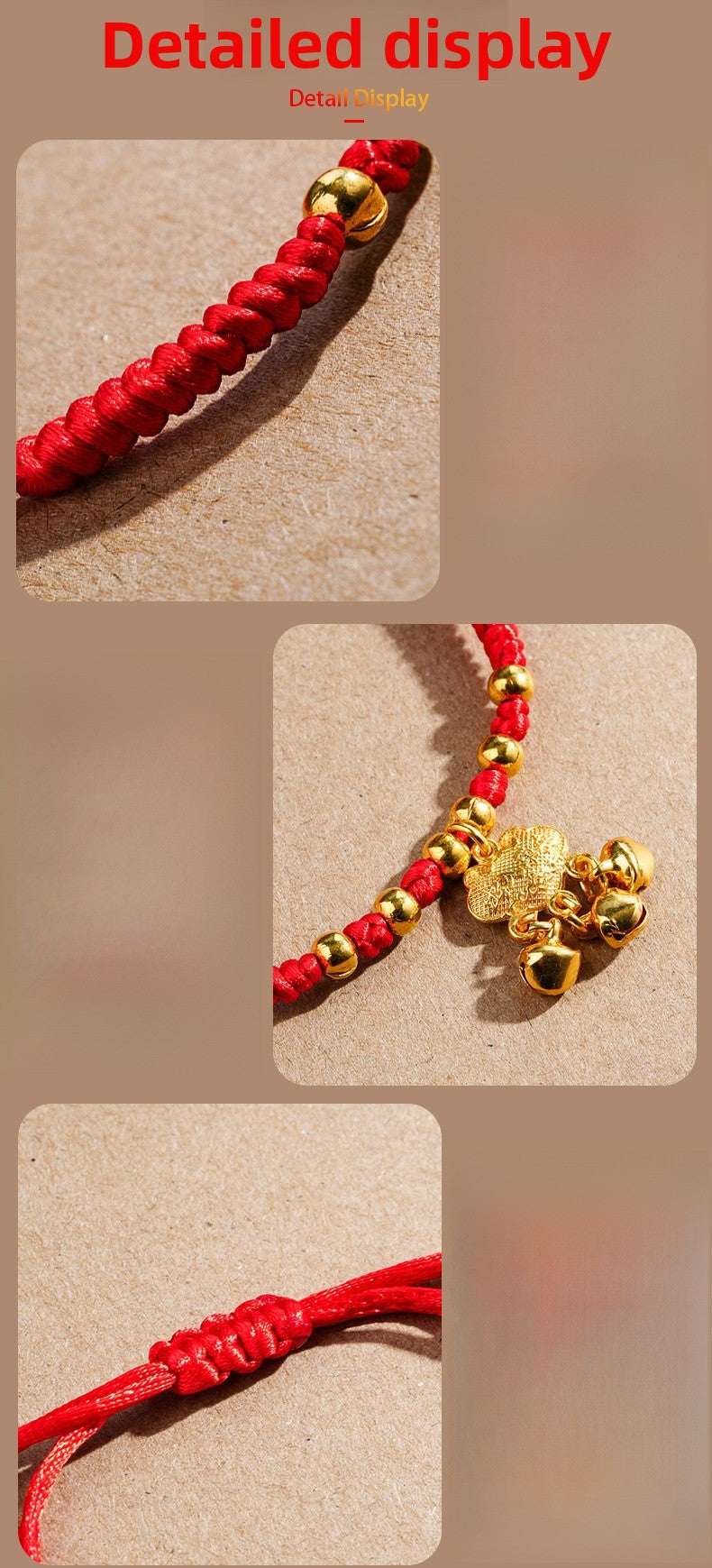 Geometric Ethnic Style Kid's Bracelet Featuring Gold Braid Rope Design