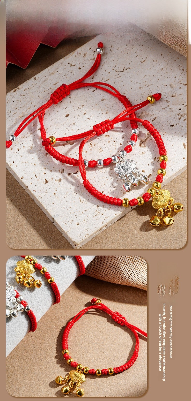 Geometric Ethnic Style Kid's Bracelet Featuring Gold Braid Rope Design