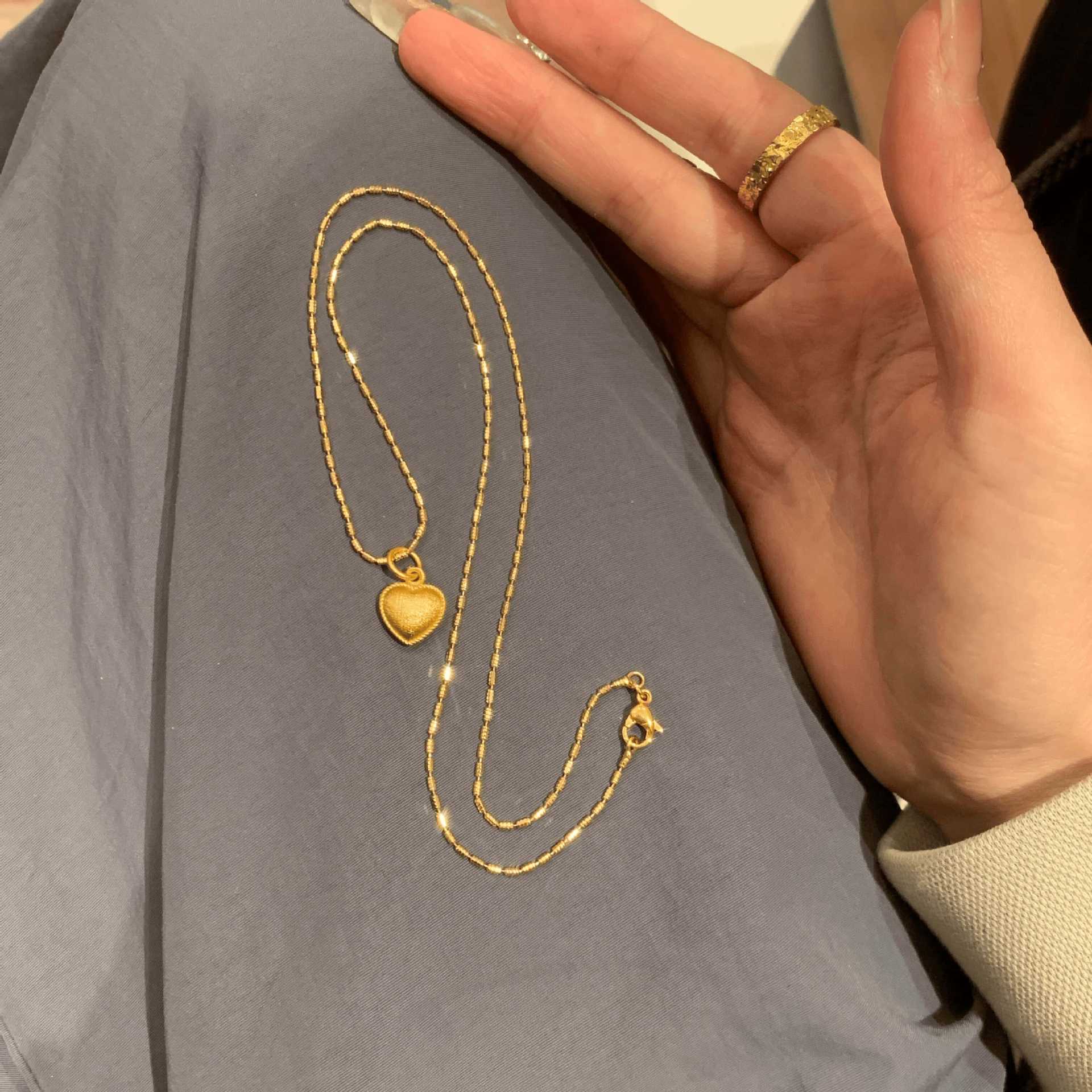 Heart Shape Pendant Necklace For Women In Copper With Golden Plated Finish, Perfect For Daily Wear