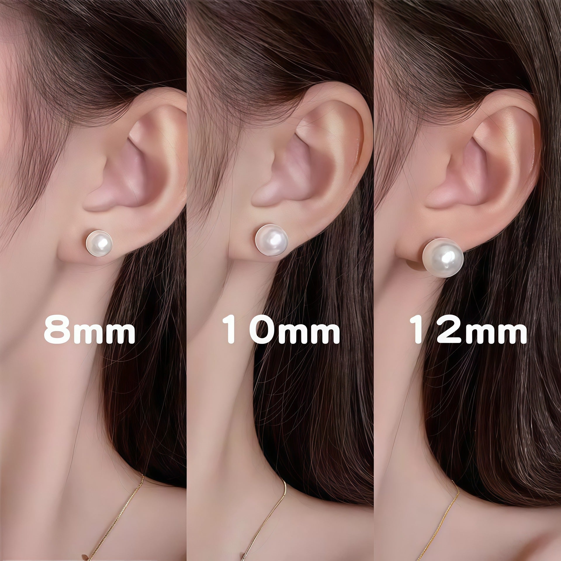 Cute Round White Imitation Pearl Stud Earrings For Women With Electroplated Finish And 925 Sterling Silver Posts