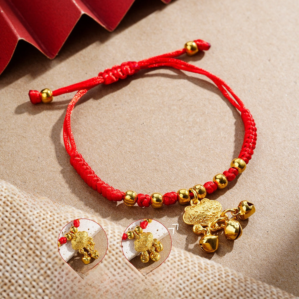Geometric Ethnic Style Kid's Bracelet Featuring Gold Braid Rope Design