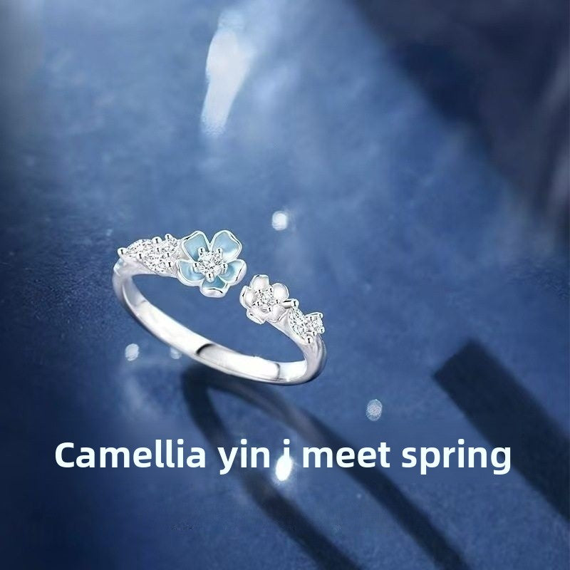 Luminous Flowers Couple Rings In Electroplated Copper Featuring Elegant Design, 1 Pair