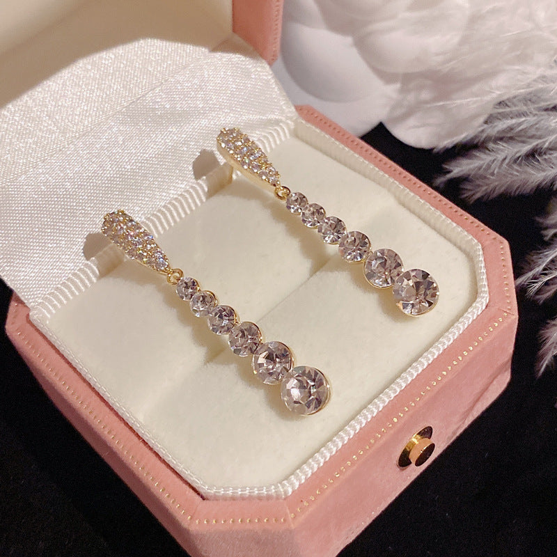 Gold Tassel Earrings For Women Featuring Alloy Craft And Copper Ear Pins With Zircon Inlay