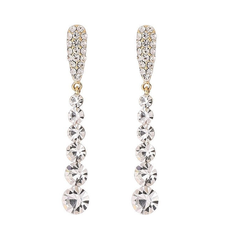 Gold Tassel Earrings For Women Featuring Alloy Craft And Copper Ear Pins With Zircon Inlay