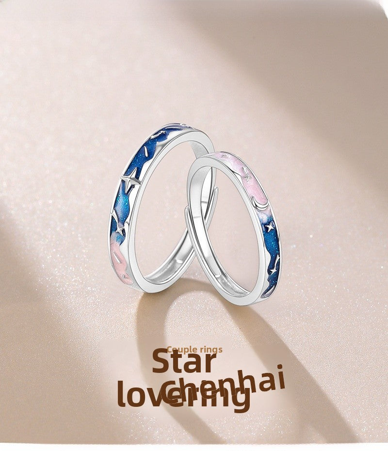Constellation Copper Rings For Couples, 1 Pair