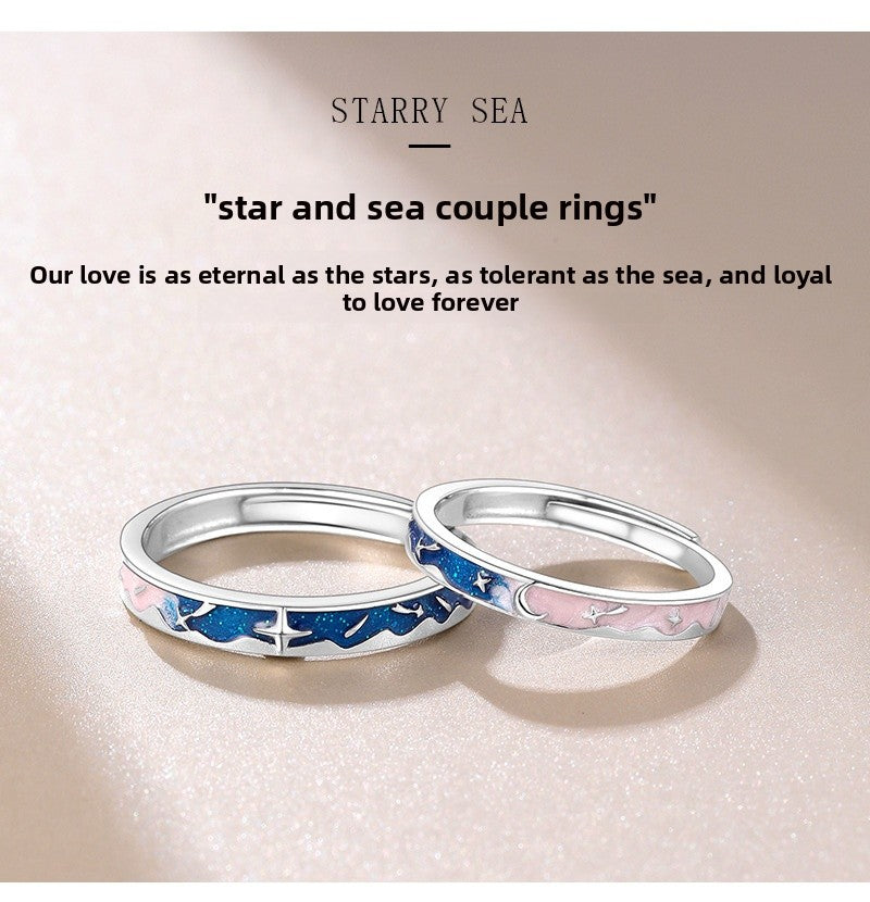 Constellation Copper Rings For Couples, 1 Pair