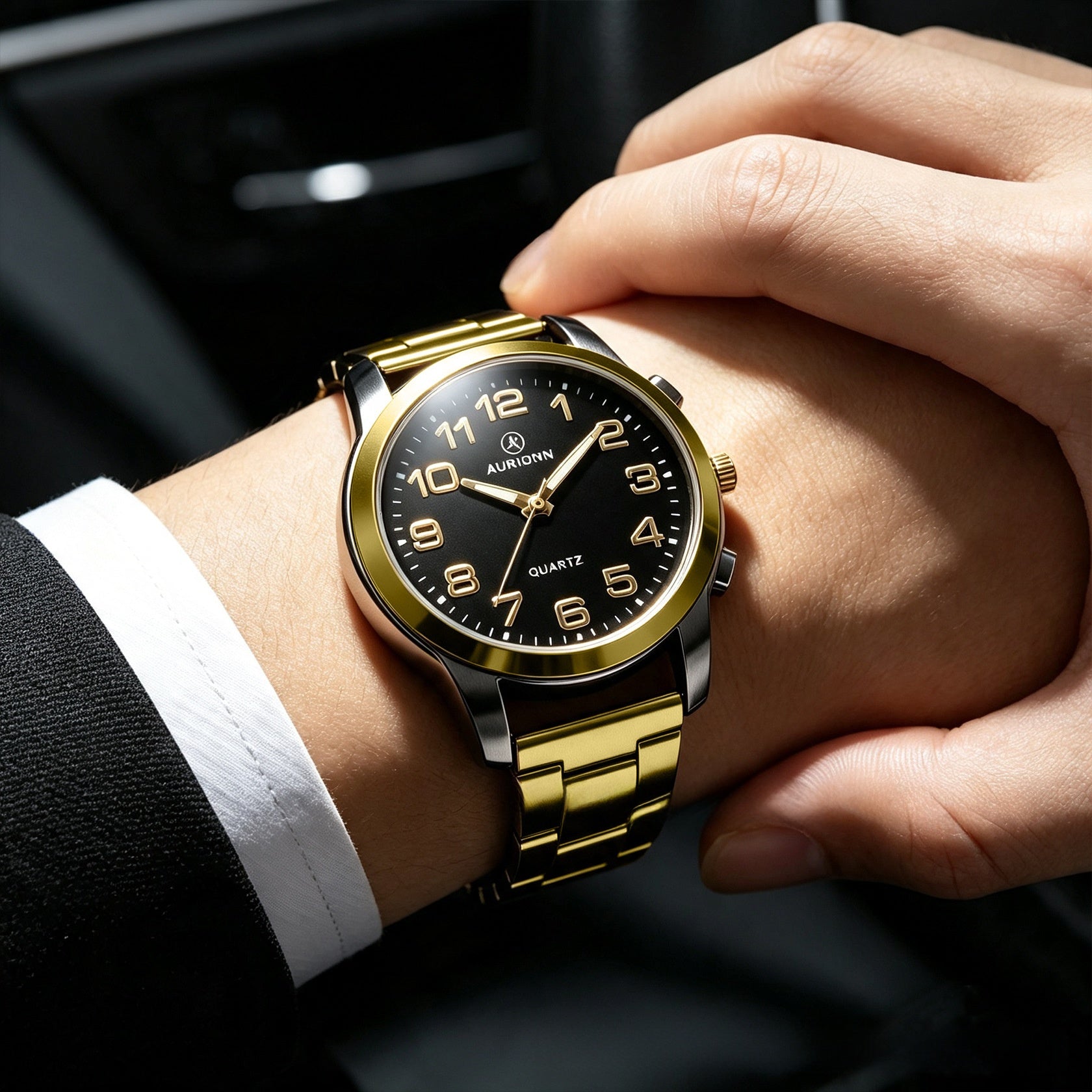 Men's Quartz Watch With Round Dial Featuring Ordinary Glass Mirror And Alloy Strap With Single Folding Buckle