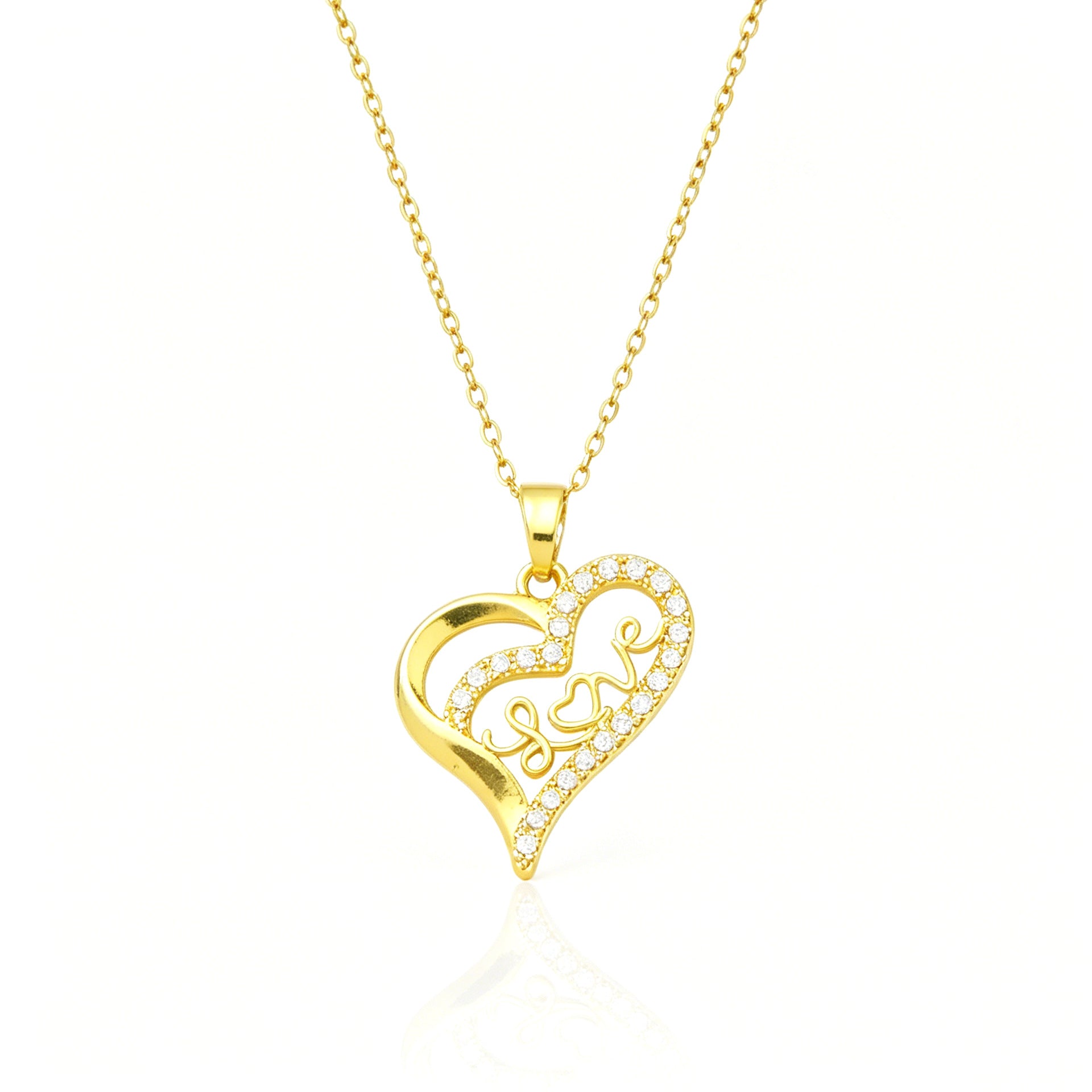 Heart Shape Gold Necklace In New Style With Copper Pendant And Titanium Steel Cable Chain For Women
