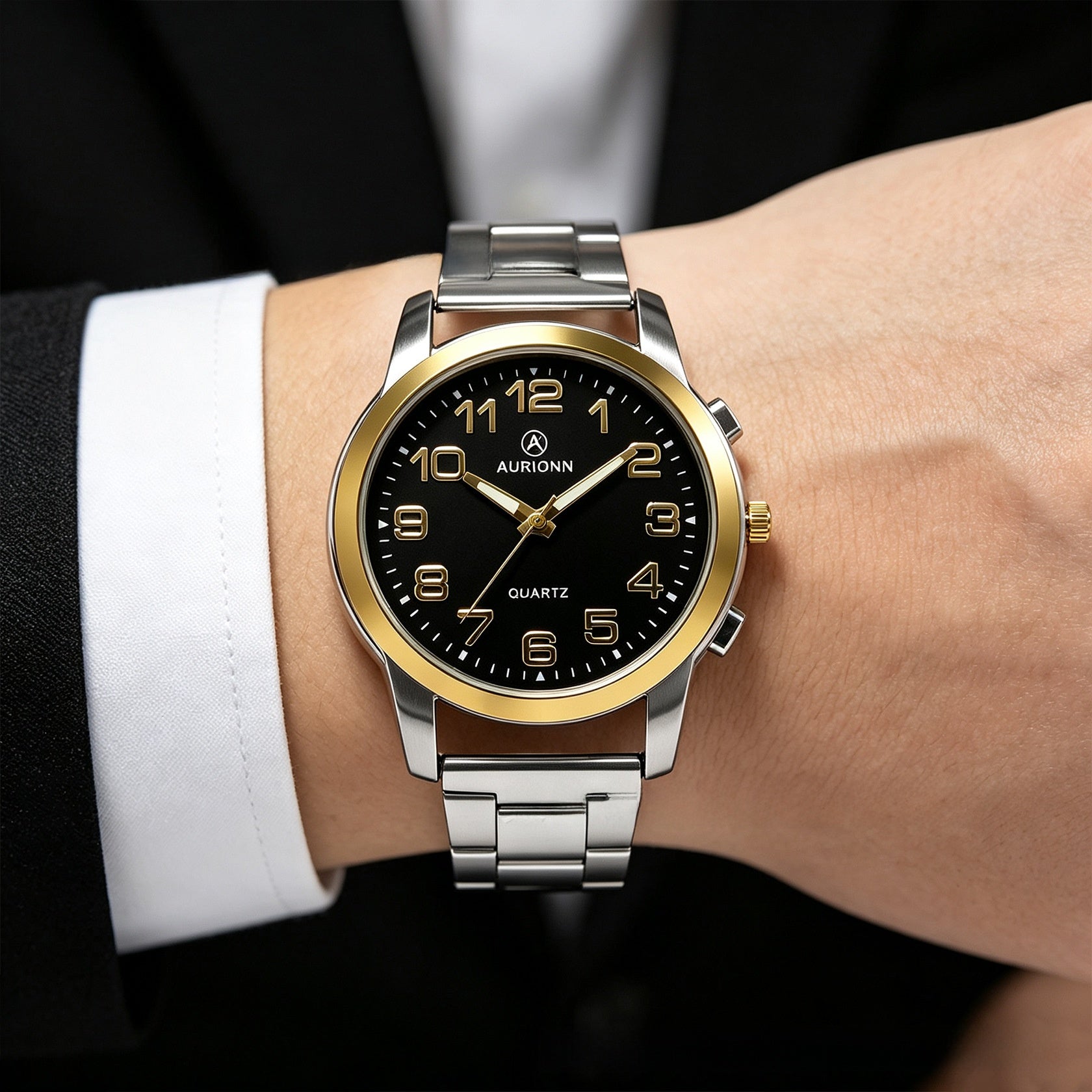 Men's Quartz Watch With Round Dial Featuring Ordinary Glass Mirror And Alloy Strap With Single Folding Buckle