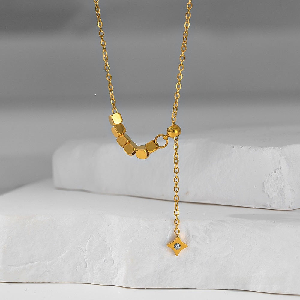 Gold Star Necklace For Women In Waterproof Non Tarnish Titanium Steel With Durable Titanium Steel Chain And Pendant